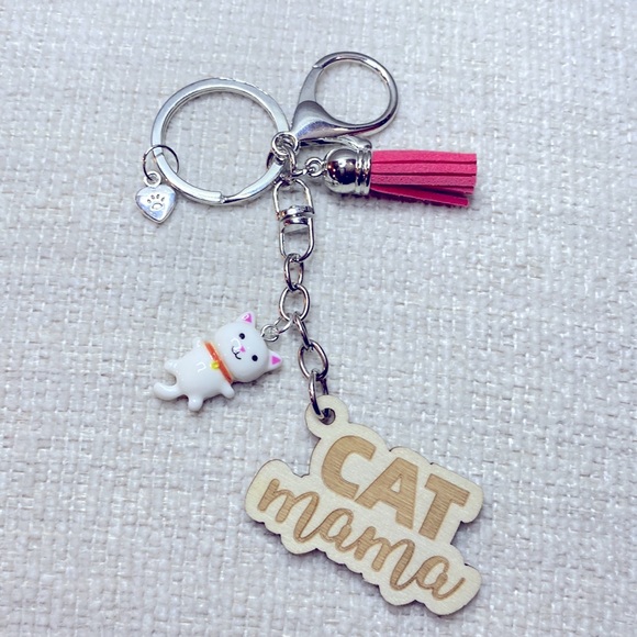 One Cat Mama keychain purse charm - Picture 4 of 4